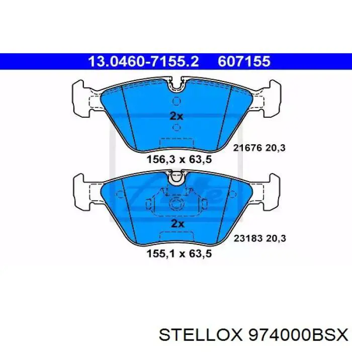 Передні тормозні колодки 974000BSX Stellox