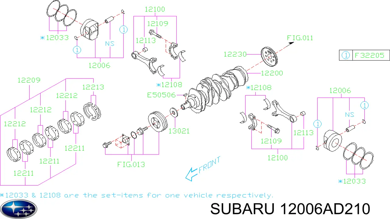 Поршень з пальцем без кілець, STD Subaru Impreza 3 (GH) (Субару Імпреза)