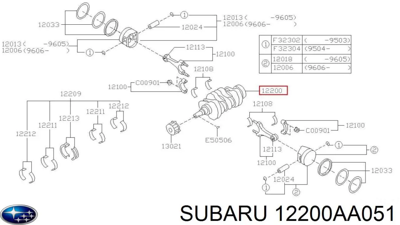 Колінвал двигуна 12200AA051 Subaru