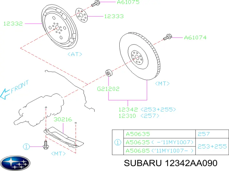 Купити 12342AA090 Subaru Маховик із зубчастим ободом в зборі