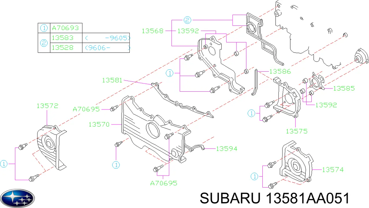 Прокладка передньої кришки двигуна, верхня Subaru Forester (S11, SG) (Субару Форестер)