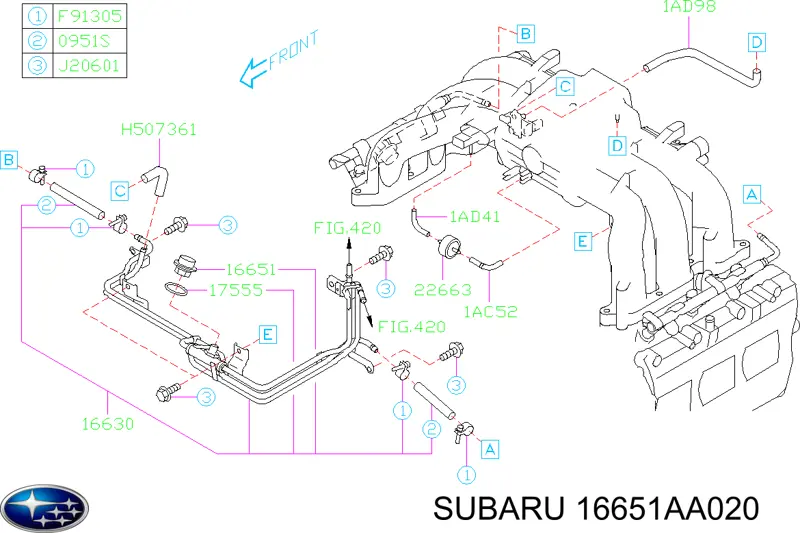  16651AA020 Subaru