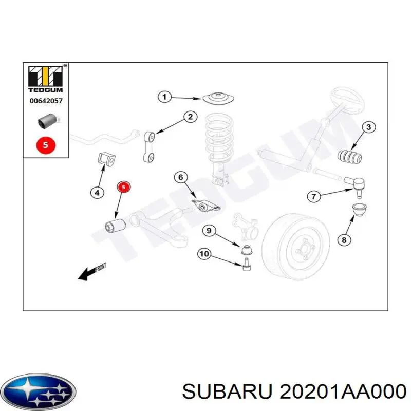 Купити 20201AA000 Subaru Сайлентблок передньої підвіски
