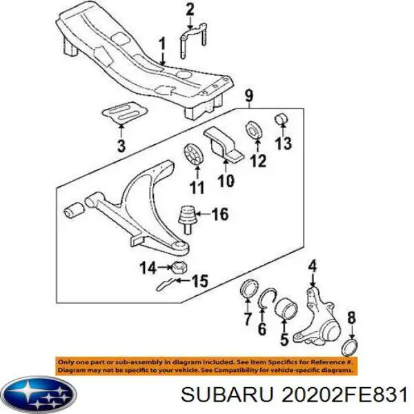 Важіль передньої підвіски нижній, правий Subaru 20202FE831 ціна, від 84.94 USD