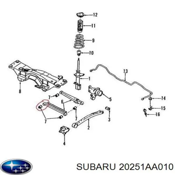 Сайлентблок заднього поперечного важеля, внутрішній Subaru 20251AA010 ціна, від 6.76 USD