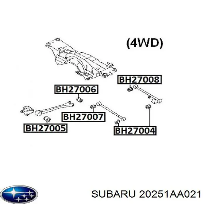 Сайлентблок заднього поперечного важеля, внутрішній Subaru 20251AA021 ціна, від 4.59 USD