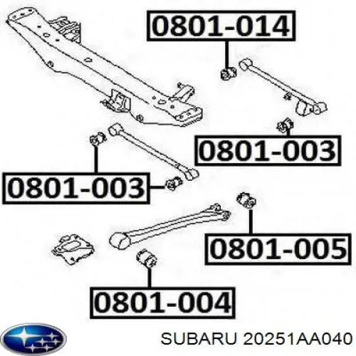 20251AA040 Subaru Сайлентблок заднього поперечного важеля, зовнішній