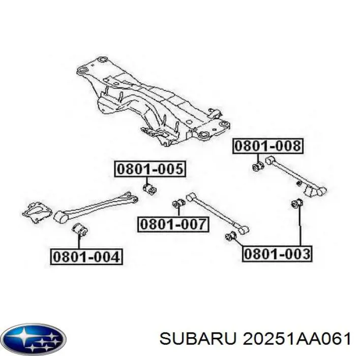 Сайлентблок заднього поперечного важеля, внутрішній Subaru 20251AA061 ціна, від 5.10 USD