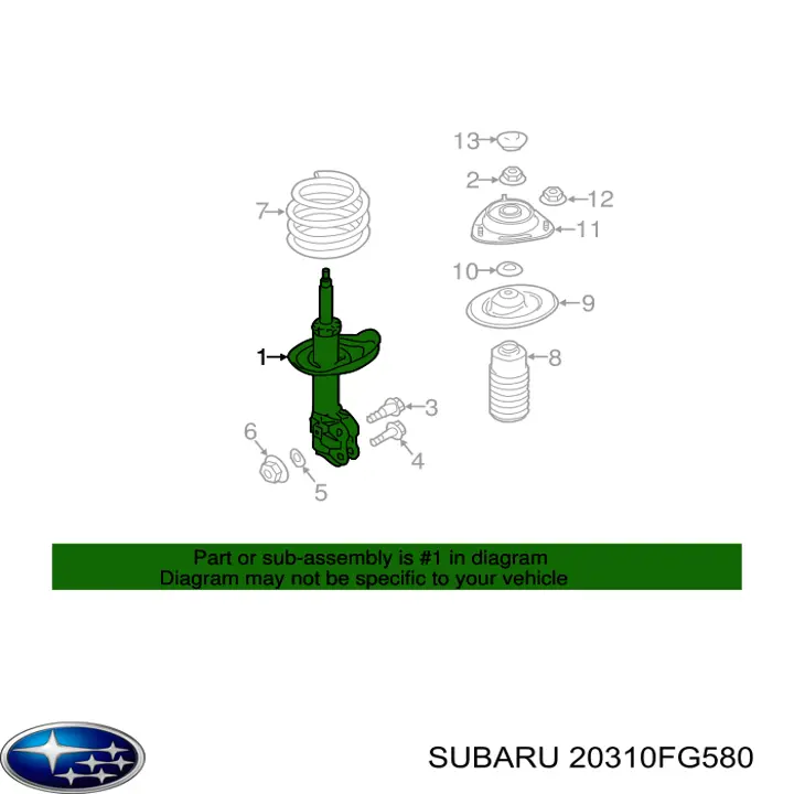 Купити 20310FG580 Subaru Амортизатор передній, правий