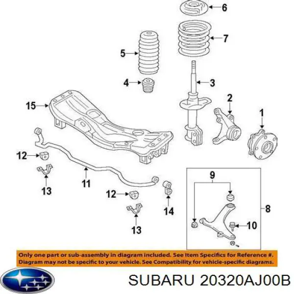 Опора стійки амортизатора переднього Subaru 20320AJ00B ціна, від 16.51 USD