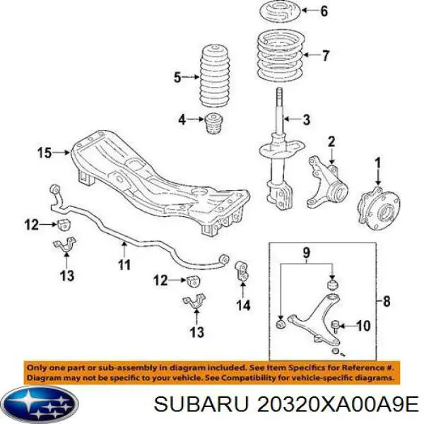 20320XA00A9E Subaru опора амортизатора переднього