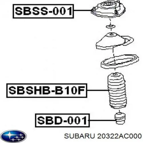 Буфер-відбійник амортизатора переднього + пильовик Subaru 20322AC000 ціна, від 8.88 USD