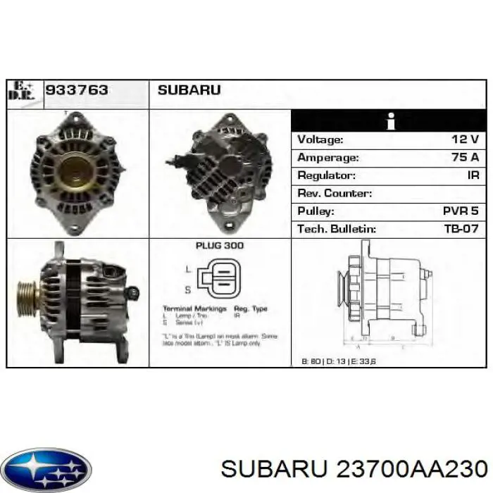 Генератор автомобільний Subaru 23700AA230