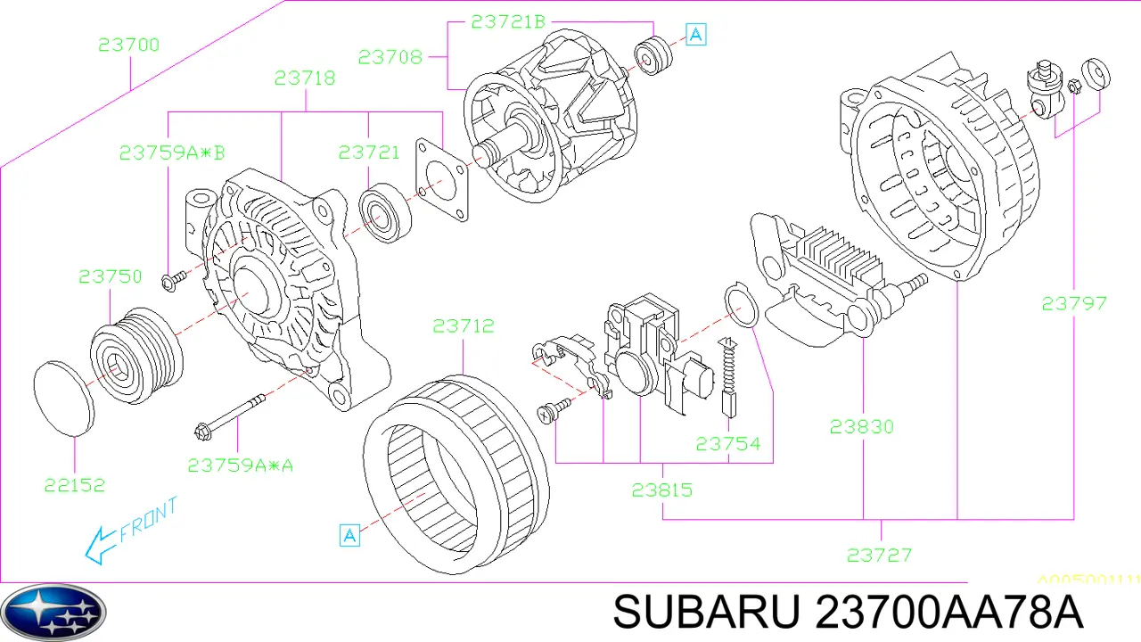 23700AA78A Subaru генератор
