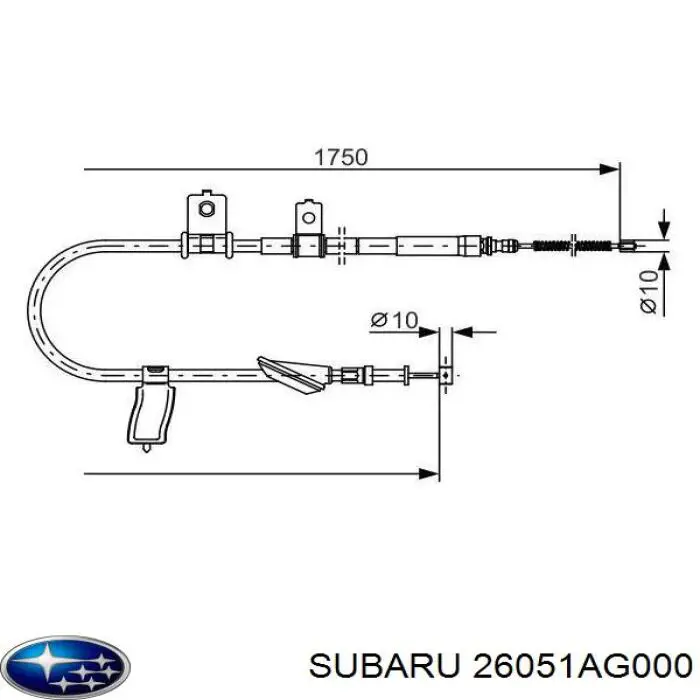 26051AG000 Subaru трос ручного гальма задній, правий