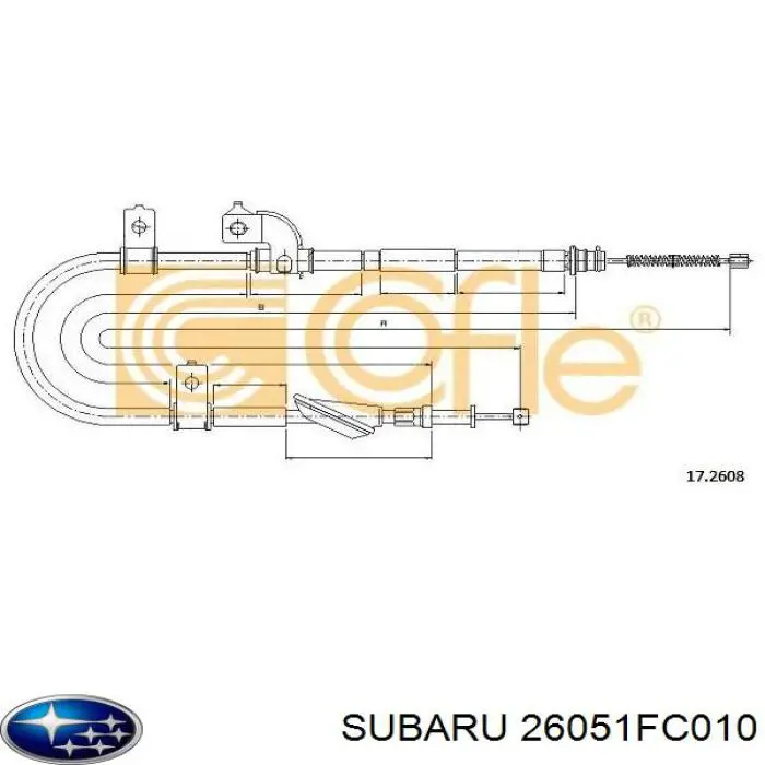 26051FC010 Subaru трос ручного гальма задній, лівий