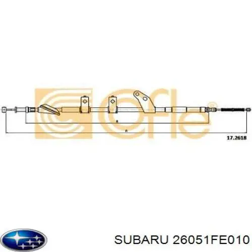 Трос ручного гальма задній, лівий 26051FE010 Subaru