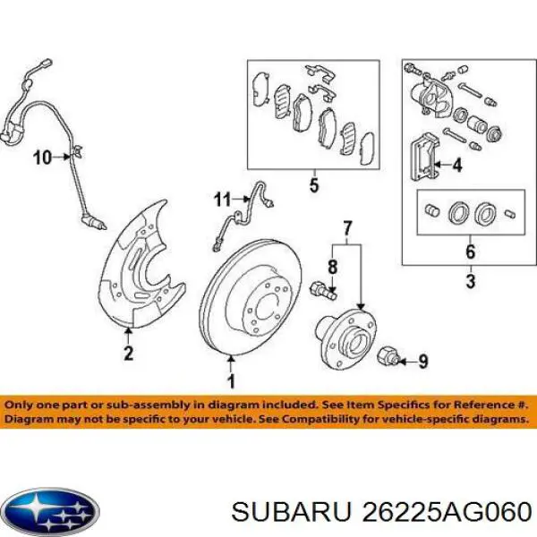 Ремкомплект супорту гальмівного переднього 26225AG060 Subaru