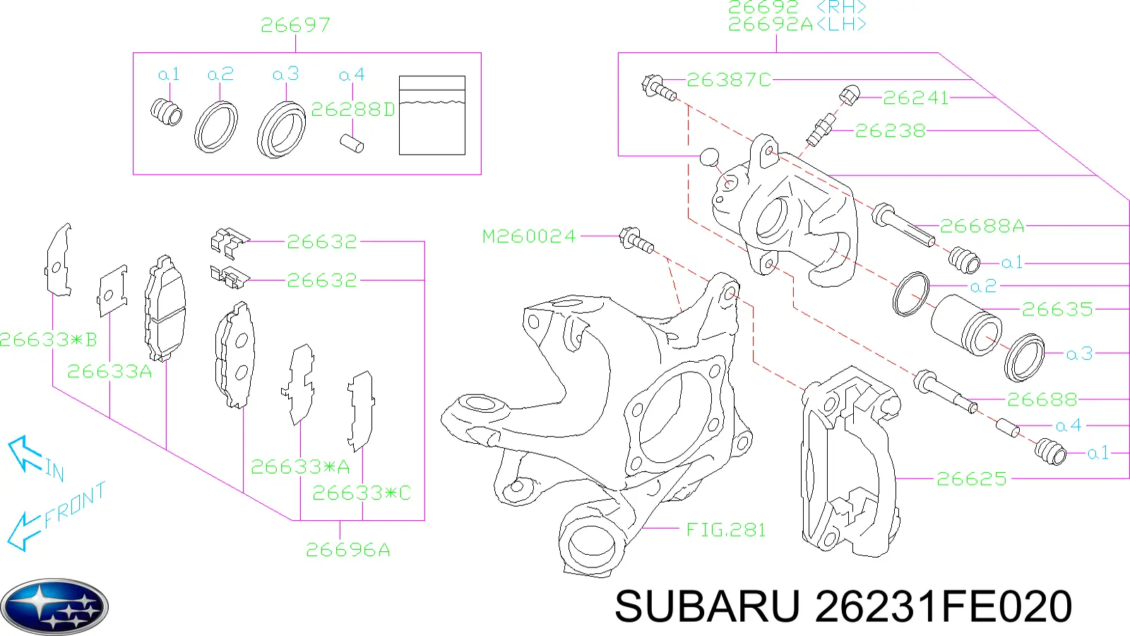 Втулка супорту гальмівного переднього Subaru Impreza 2 (GD, GG) (Субару Імпреза)