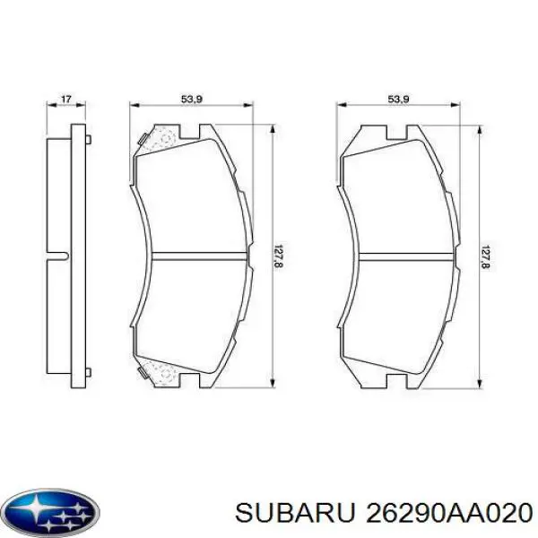 Колодки гальмівні передні, дискові 26290AA020 Subaru