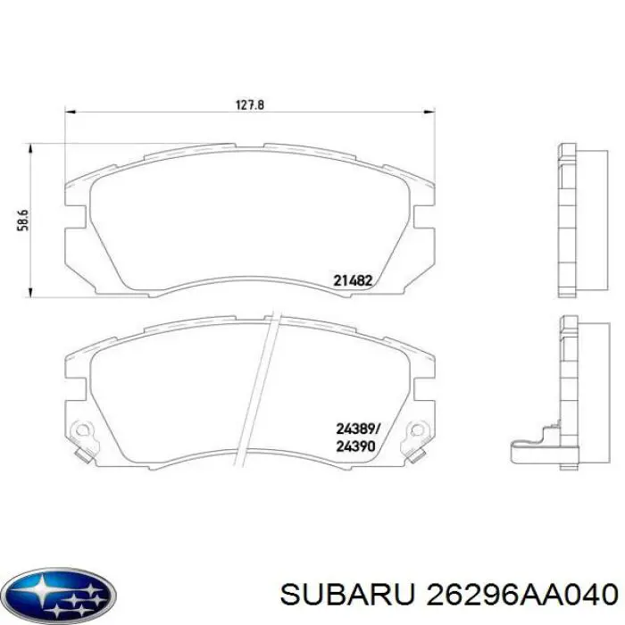 26296AA040 Subaru колодки гальмівні передні, дискові