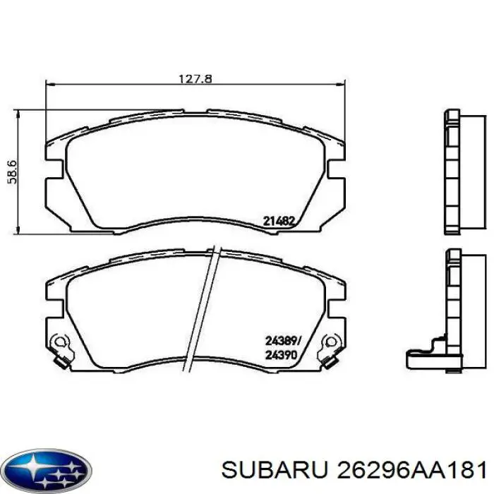 Купити 26296AA181 Subaru Колодки гальмівні передні, дискові