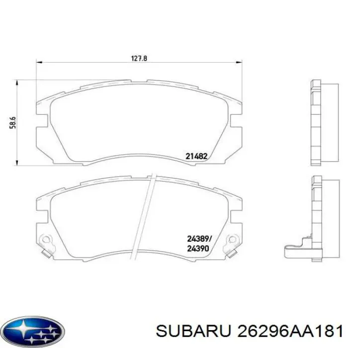 26296AA181 Subaru колодки гальмівні передні, дискові