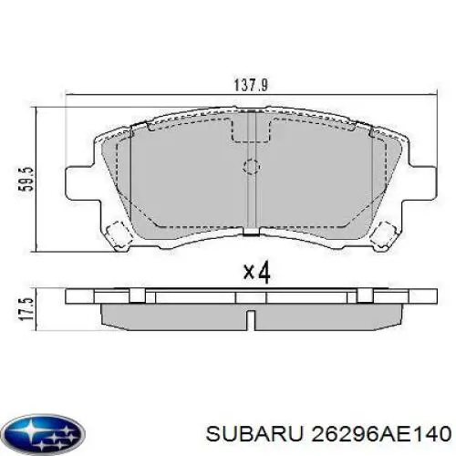 Колодки гальмівні передні, дискові 26296AE140 Subaru