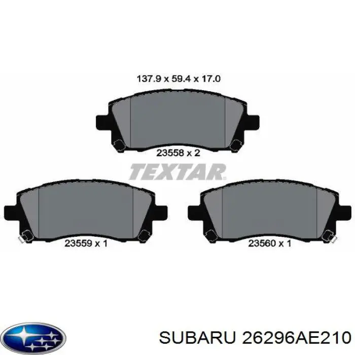Гальмівні колодки Subaru 26296AE210 ціна, від 20.83 USD