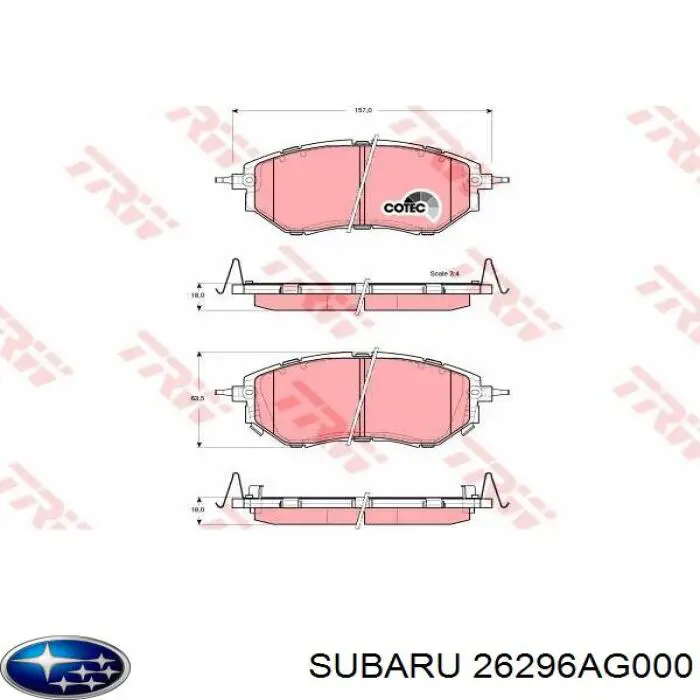 26296AG000 Subaru колодки гальмівні передні, дискові