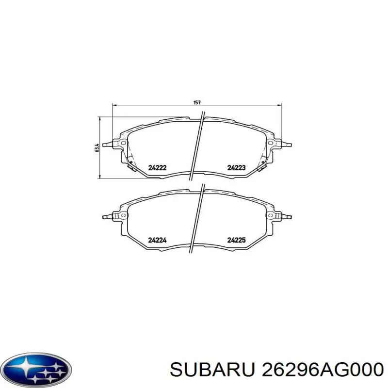 Тормозні колодки Subaru 26296AG000