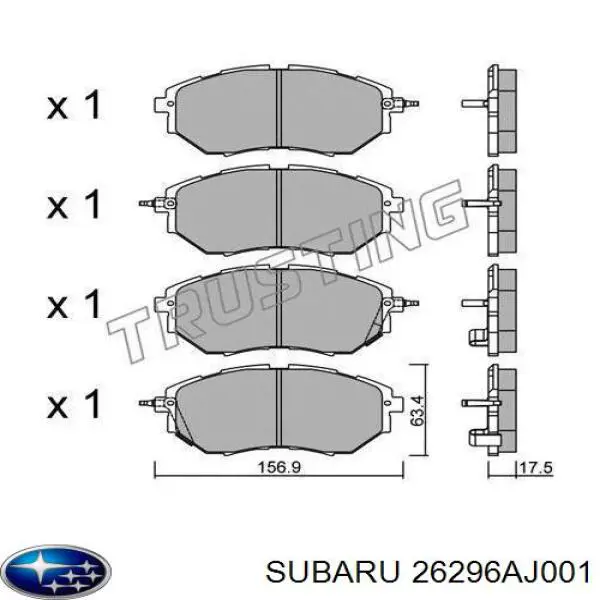 Купити 26296AJ001 Subaru Колодки гальмівні передні, дискові