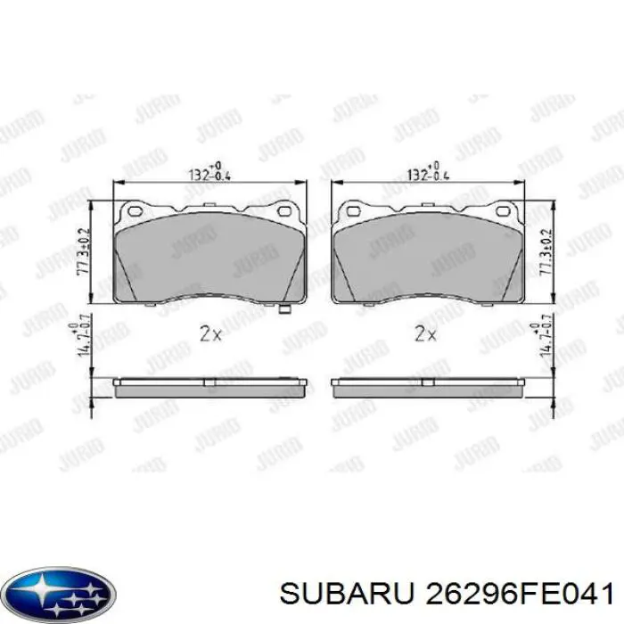 26296FE041 Subaru Передні гальмівні колодки