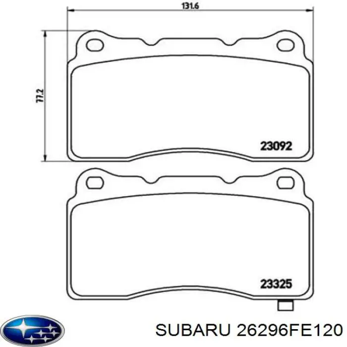 Купити 26296FE120 Subaru Колодки гальмівні передні, дискові