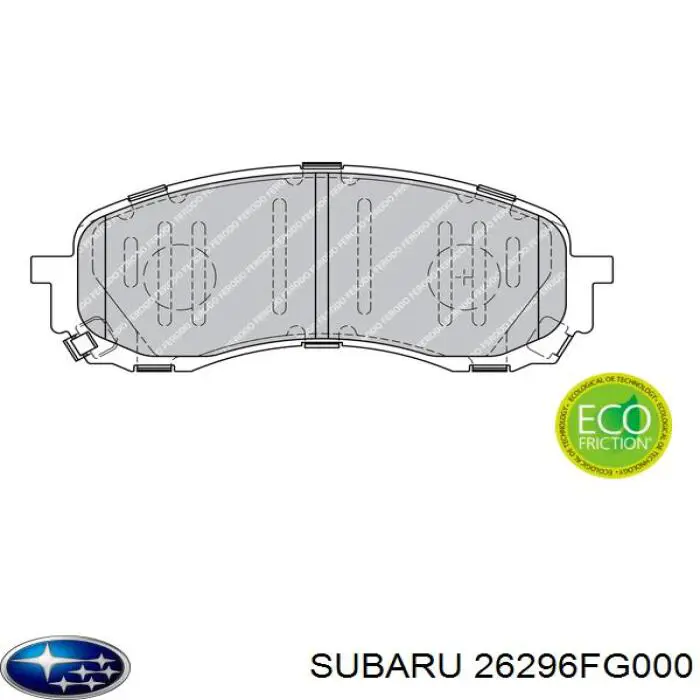 26296FG000 Subaru колодки гальмівні передні, дискові