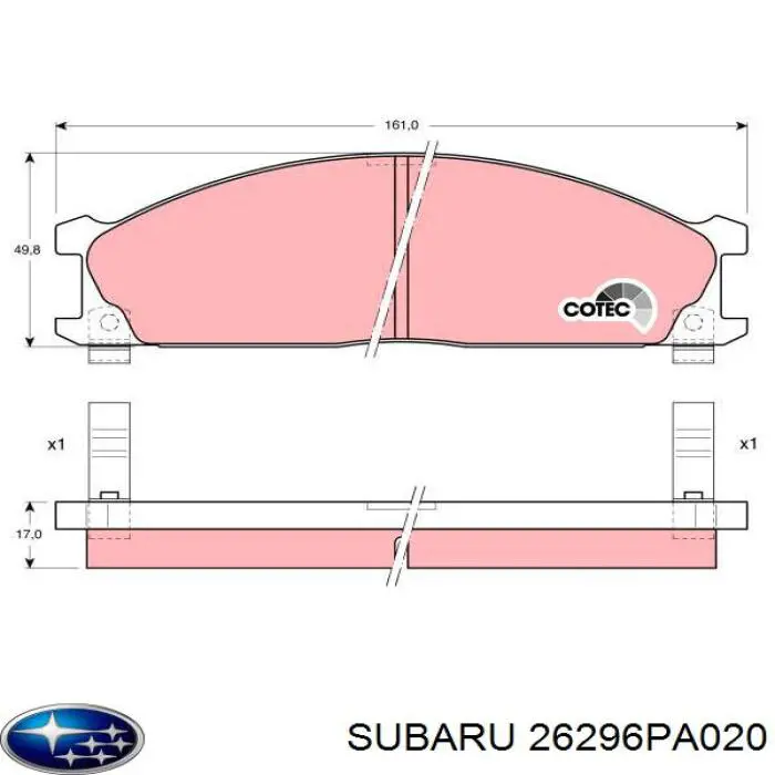 Колодки гальмівні передні, дискові 26296PA020 Subaru