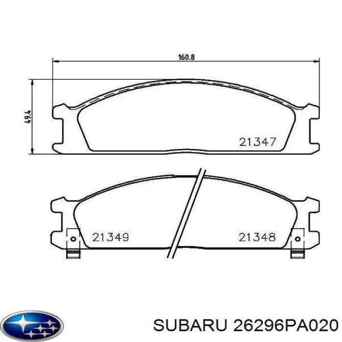 Передні тормозні колодки 26296PA020 Subaru