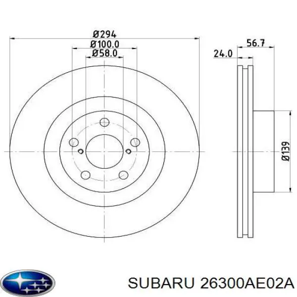 Диск переднього гальма Subaru 26300AE02A ціна, від 48.43 USD