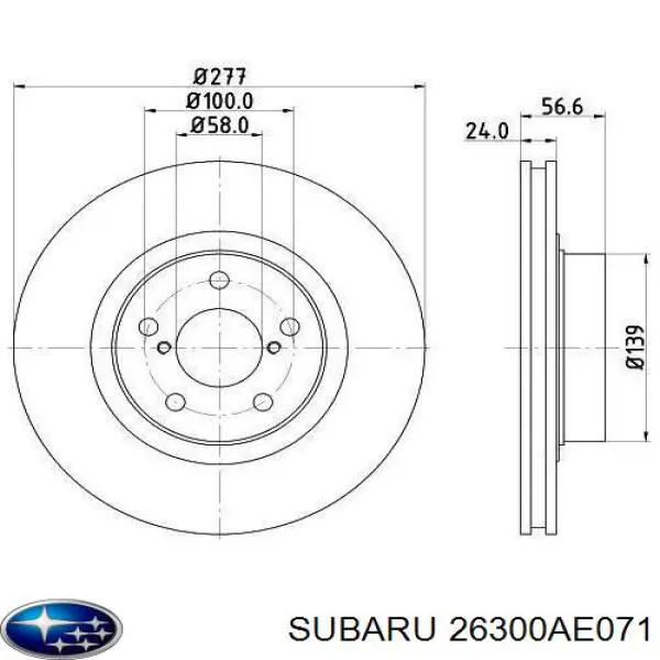 Диск гальмівний передній Subaru 26300AE071
