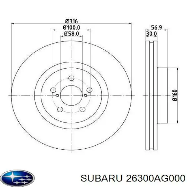 Диск переднього гальма Subaru 26300AG000 ціна, від 58.88 USD