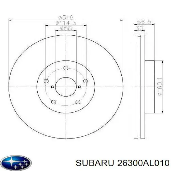 Купити 26300AL010 Subaru Ротор гальмівний