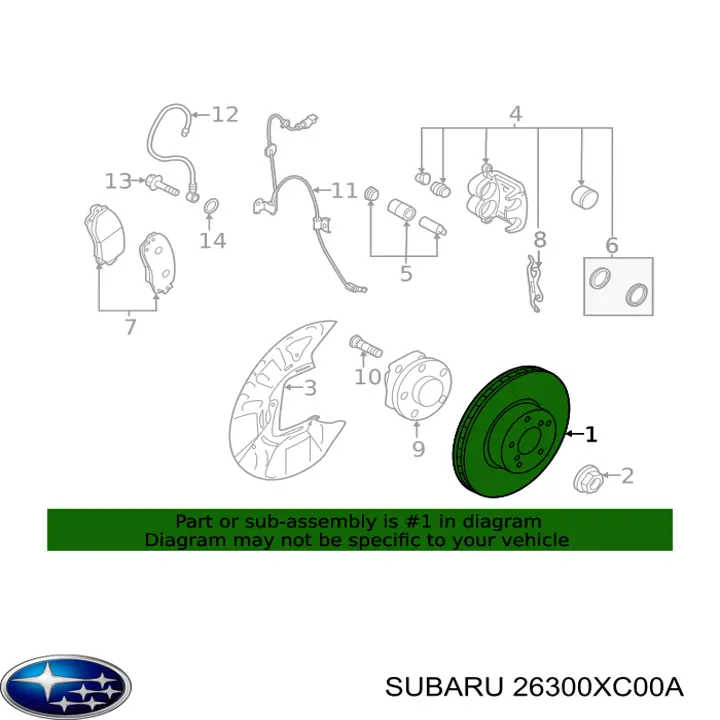 Диск переднього гальма Subaru 26300XC00A ціна, від 57.00 USD
