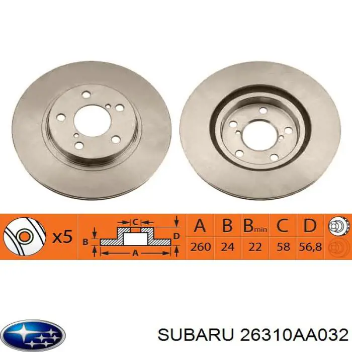 26310AA032 Subaru диск гальмівний передній
