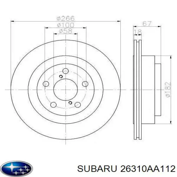 Задні дискові гальма Subaru 26310AA112 ціна, від 27.61 USD