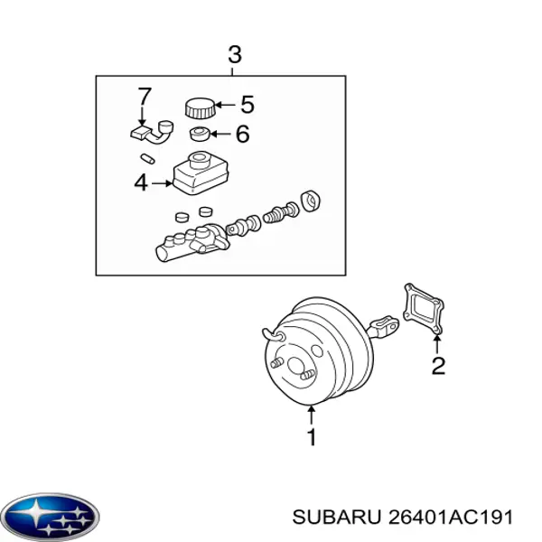 Циліндр головний гальма (Гідротормоз) Subaru 26401AC191 ціна, від 50.68 USD
