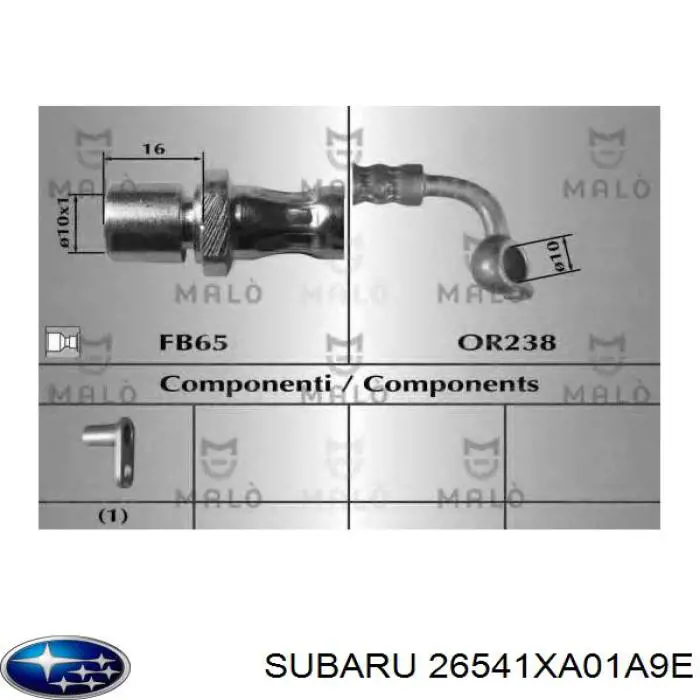 Шланг гальмівний задній, лівий Subaru 26541XA01A9E ціна, від 60.54 USD