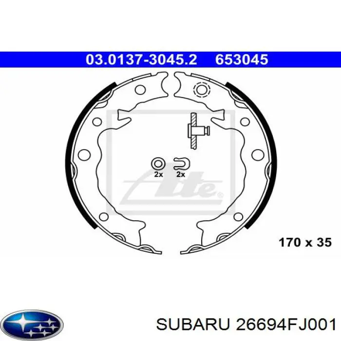 Купити 26694FJ001 Subaru Гальмівні колодки гальма стоянки