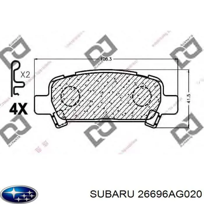 Задні дискові колодки Subaru 26696AG020