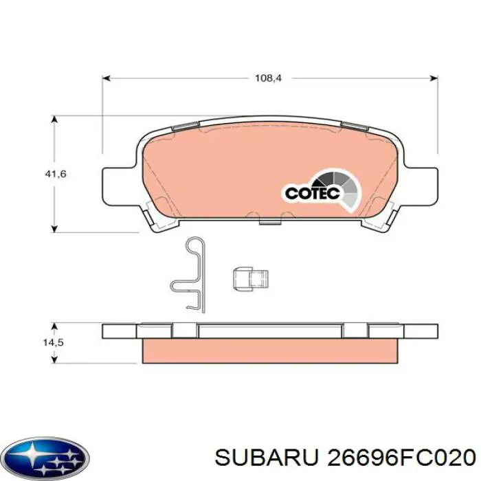 Задні гальмівні колодки Subaru 26696FC020 ціна, від 18.59 USD