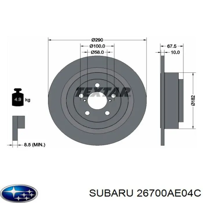 26700AE04C Subaru диск гальмівний задній